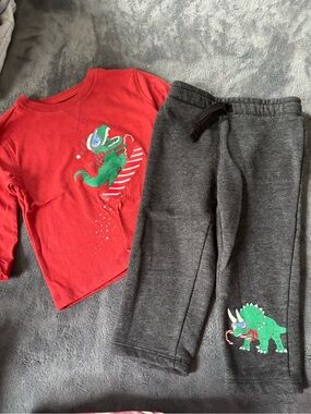 Cat & Jack Red Top with Gray Joggers Kids Matching Set